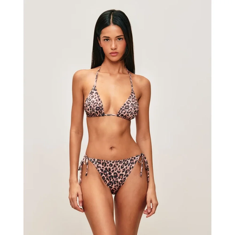 Triangl Triangle Bikini Set Women's Size S Velvet Leopard Print Spaghetti NWT